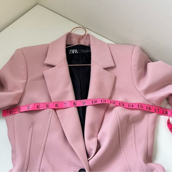 ZARA WOMAN FITTED TAILORED BLAZER JACKET PINK Size M - Picture 9 of 13